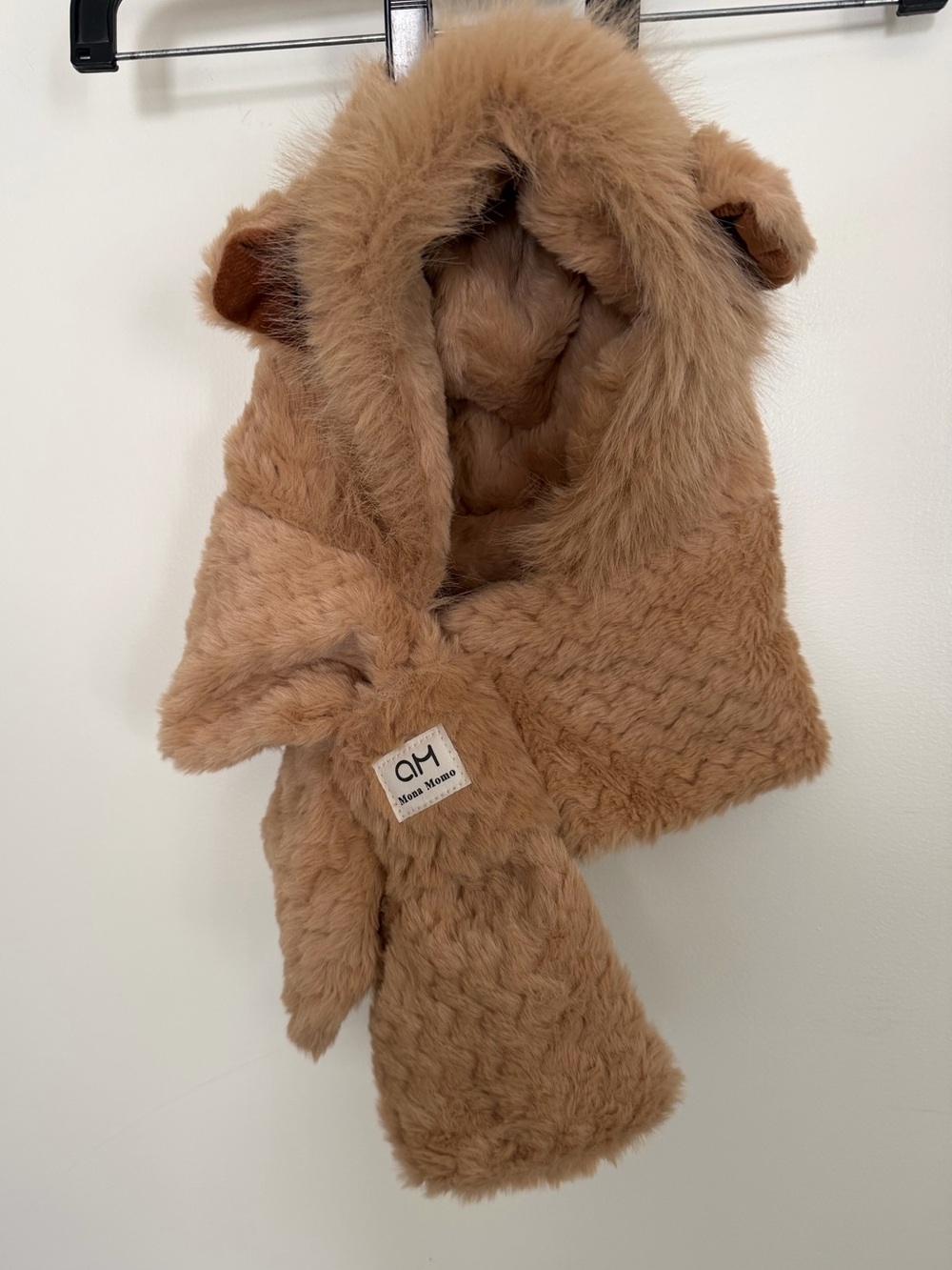 Mona Momo Faux Fur Hooded Scarf - Camel